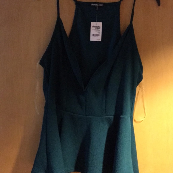 dark green peplum top
